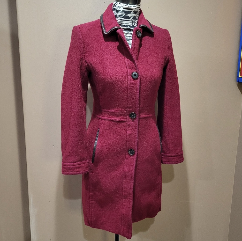 Coach Mulberry Red Mohair Wool Long Coat